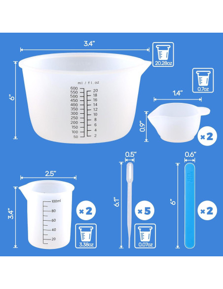 Tazas de Medición de Silicona LET'S RESIN 600ml y 100ml