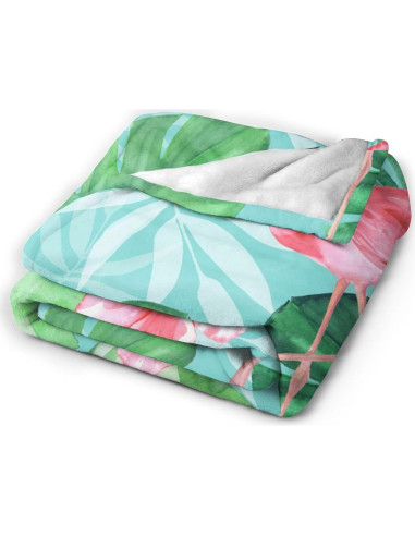 Manta Reversible Franela LOKLNEYK 152x127cm Flamencos Tropicales