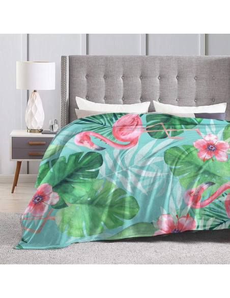 Manta Reversible Franela LOKLNEYK 152x127cm Flamencos Tropicales