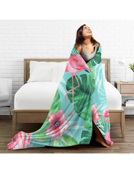 Manta Reversible Franela LOKLNEYK 152x127cm Flamencos Tropicales