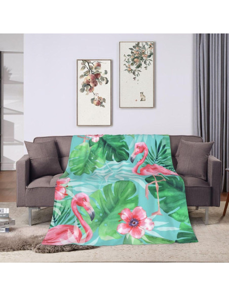 Manta Reversible Franela LOKLNEYK 152x127cm Flamencos Tropicales