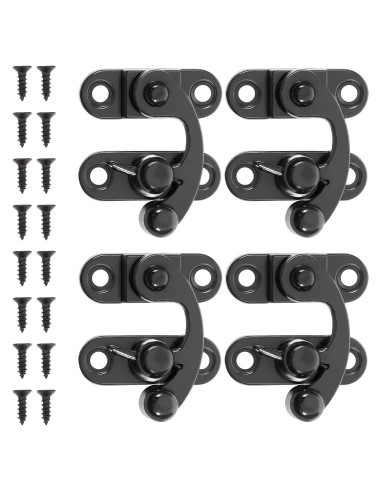 4 Pestillos de Gancho Antiguo LXUEJIE Negros con Tornillos