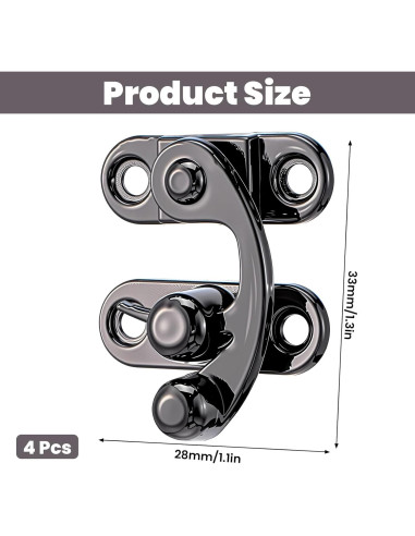 4 Pestillos de Gancho Antiguo LXUEJIE Negros con Tornillos