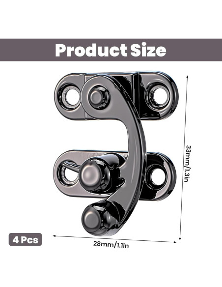 4 Pestillos de Gancho Antiguo LXUEJIE Negros con Tornillos