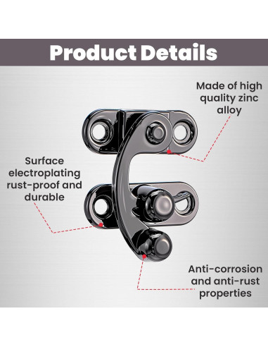 4 Pestillos de Gancho Antiguo LXUEJIE Negros con Tornillos