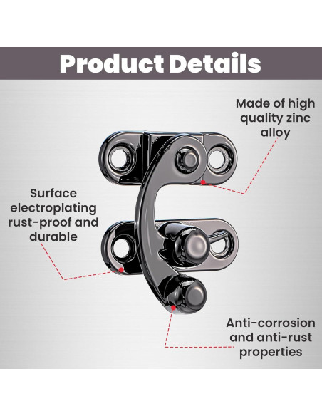 4 Pestillos de Gancho Antiguo LXUEJIE Negros con Tornillos