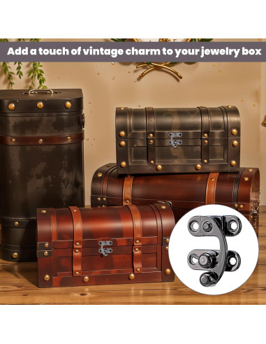 4 Pestillos de Gancho Antiguo LXUEJIE Negros con Tornillos