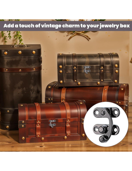 4 Pestillos de Gancho Antiguo LXUEJIE Negros con Tornillos