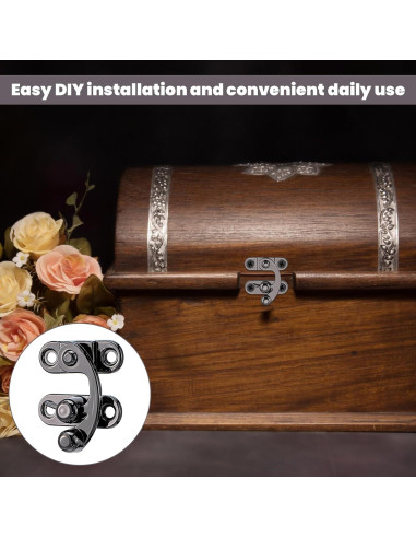 4 Pestillos de Gancho Antiguo LXUEJIE Negros con Tornillos