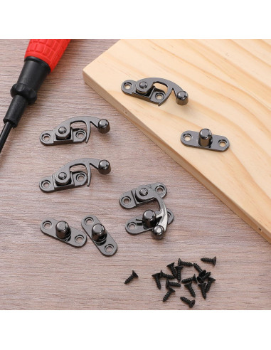 4 Pestillos de Gancho Antiguo LXUEJIE Negros con Tornillos