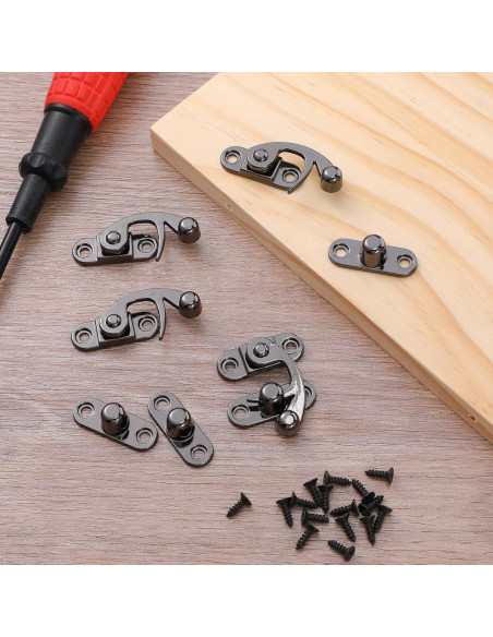 4 Pestillos de Gancho Antiguo LXUEJIE Negros con Tornillos