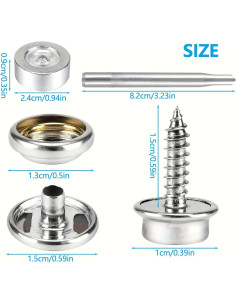 Kit de Botones de Lienzo Acero Inoxidable 60 Piezas SUN 2