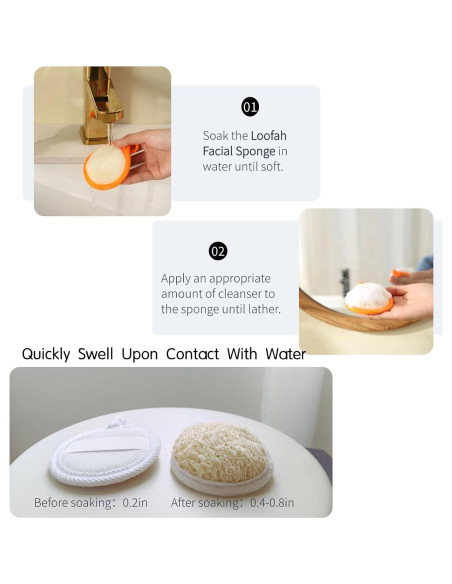Esponja Exfoliante Facial de Lufa Natural ZOHCAJBO - 4 Piezas