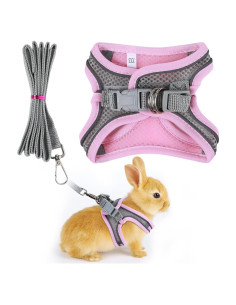 Arnés y Correa Ajustable Exclaith para Conejos y Gatos Rosa
