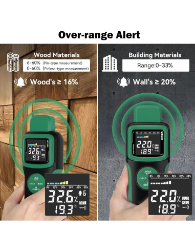 Medidor de Humedad de Madera WOODSAVR MT600-Y con Pantalla Retroiluminada