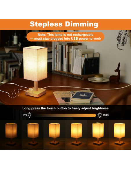 Lámpara de Mesa Táctil UCHENTON Cuadrada 5W con Cable