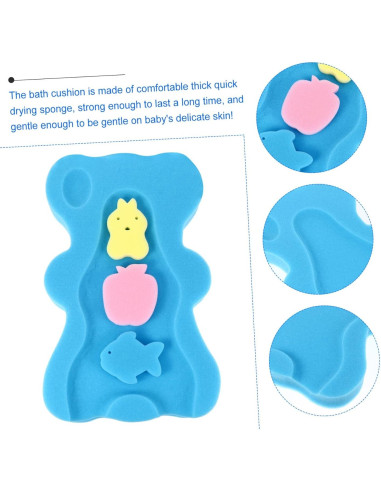 Cojín de Baño Antideslizante para Bebés Azul 48x29cm