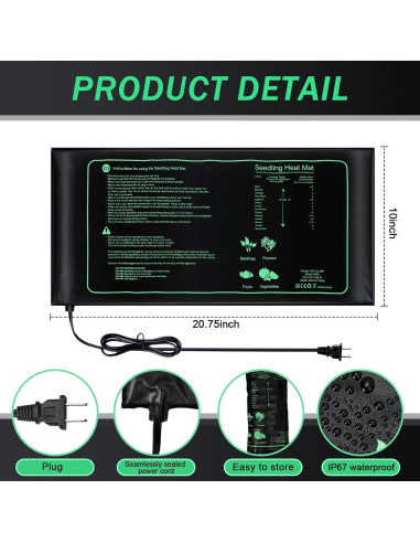 Almohadilla Térmica ROCEEI para Plántulas 10 Unidades 25x53 cm