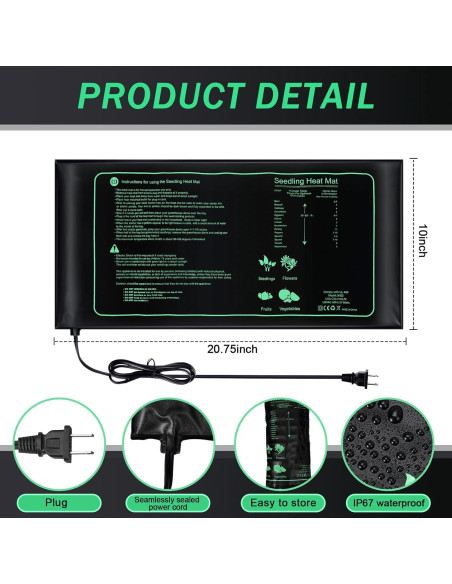 Almohadilla Térmica ROCEEI para Plántulas 10 Unidades 25x53 cm