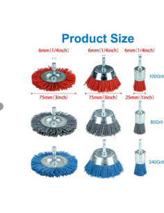 Juego de Cepillos Abrasivos de Nylon SALI 9 Piezas 3 Tamaños 2