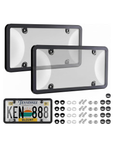 Protector de Placa de Licencia Nysivy 2PCS Negro Universal