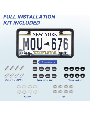Protector de Placa de Licencia Nysivy 2PCS Negro Universal