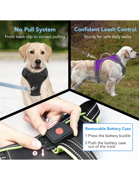 Arnés LED Vizbrite para Perros Mediano Púrpura-Rosa Ajustable