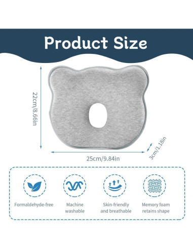Almohada de Soporte para Cabeza Bebé Cococu - Espuma Memoria 100% Algodón