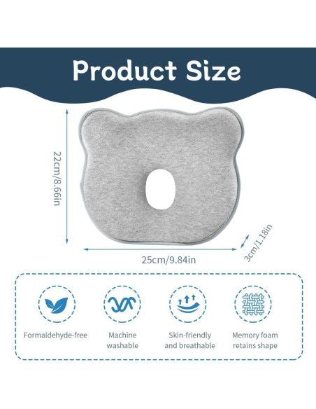 Almohada de Soporte para Cabeza Bebé Cococu - Espuma Memoria 100% Algodón