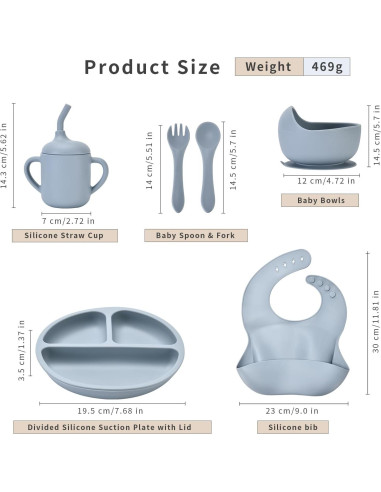 Juego de Alimentación Silicona Bebés Orghcyi 6 Piezas BPA Libre