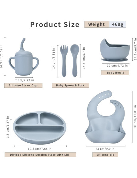 Juego de Alimentación Silicona Bebés Orghcyi 6 Piezas BPA Libre