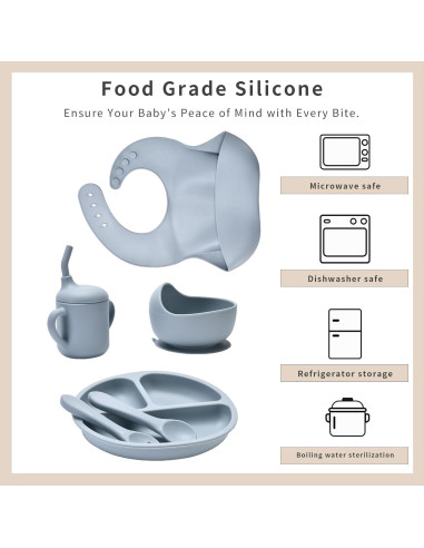 Juego de Alimentación Silicona Bebés Orghcyi 6 Piezas BPA Libre