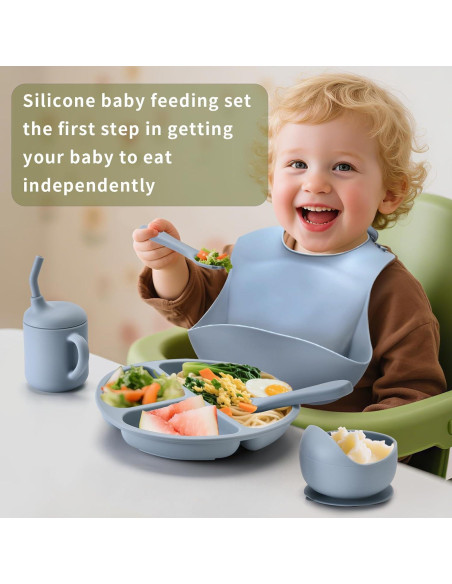 Juego de Alimentación Silicona Bebés Orghcyi 6 Piezas BPA Libre