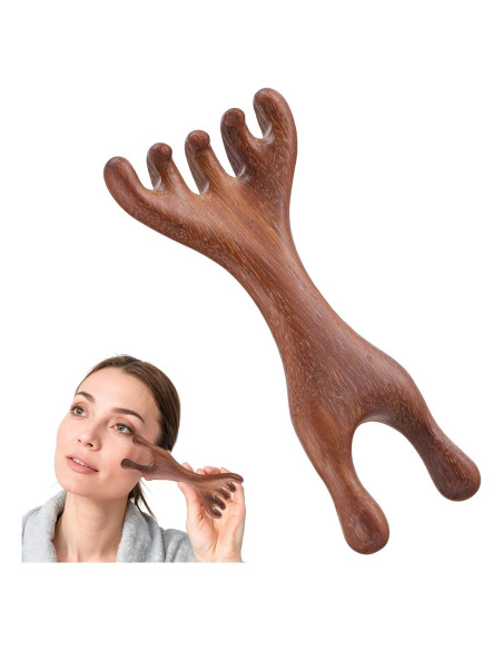 Masajeador de Cuero Cabelludo Manual HJZHII de Sándalo 2 en 1