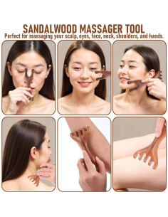 Masajeador de Cuero Cabelludo Manual HJZHII de Sándalo 2 en 1 2