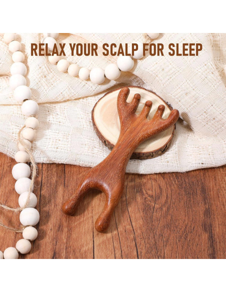 Masajeador de Cuero Cabelludo Manual HJZHII de Sándalo 2 en 1