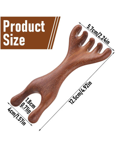 Masajeador de Cuero Cabelludo Manual HJZHII de Sándalo 2 en 1