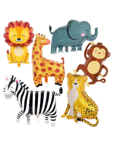 6 Globos de Aluminio Safari YOTHORN - Animales de Zoológico