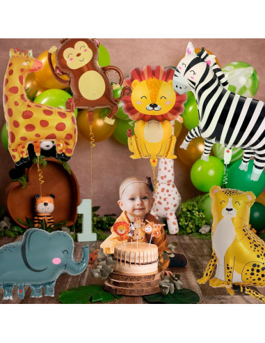 6 Globos de Aluminio Safari YOTHORN - Animales de Zoológico