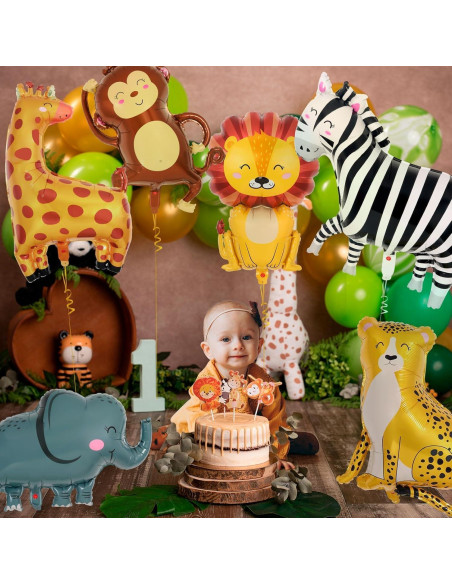 6 Globos de Aluminio Safari YOTHORN - Animales de Zoológico
