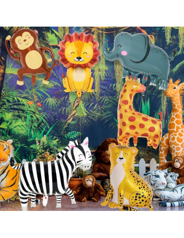 6 Globos de Aluminio Safari YOTHORN - Animales de Zoológico