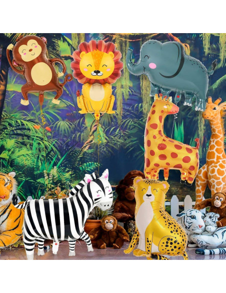 6 Globos de Aluminio Safari YOTHORN - Animales de Zoológico