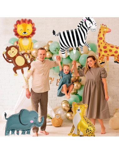 6 Globos de Aluminio Safari YOTHORN - Animales de Zoológico