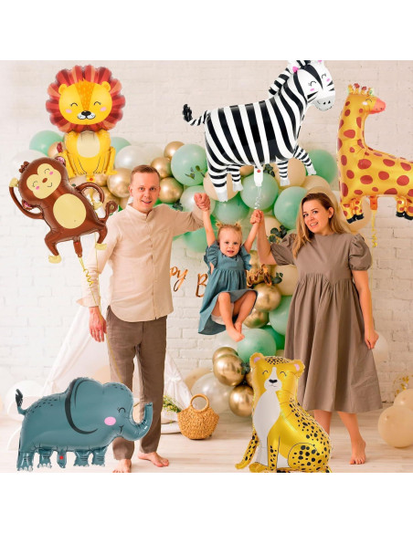 6 Globos de Aluminio Safari YOTHORN - Animales de Zoológico