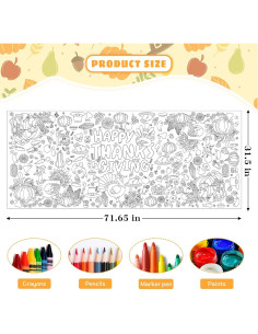 Paqisun Póster Gigante para Colorear Acción de Gracias 183x80 cm 2