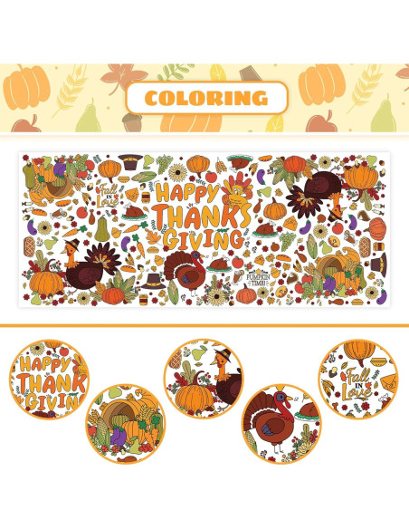 Paqisun Póster Gigante para Colorear Acción de Gracias 183x80 cm