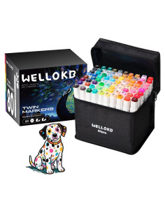 Juego de 80 Marcadores de Alcohol WELLOKB Doble Punta 7mm 1mm