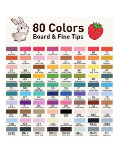 Juego de 80 Marcadores de Alcohol WELLOKB Doble Punta 7mm 1mm 2