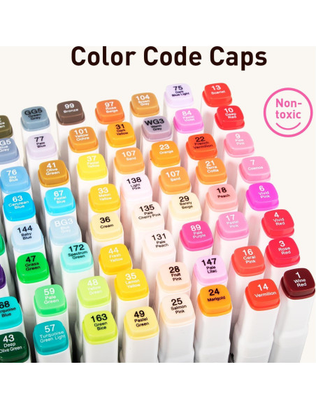 Juego de 80 Marcadores de Alcohol WELLOKB Doble Punta 7mm 1mm