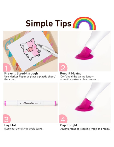 Juego de 80 Marcadores de Alcohol WELLOKB Doble Punta 7mm 1mm